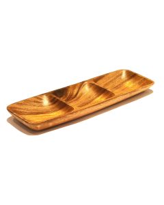 Copetinero rectangular de madera con 3 divisiones