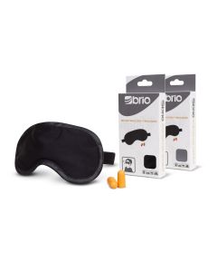Set negro tapa ojos y tapa o&iacute;dos para viaje Brio