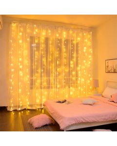 Cortina led calida 3mts c/control usb