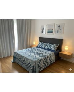 Juego de s&aacute;bana combinada con azul