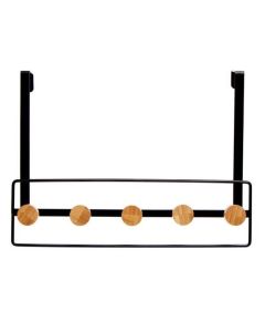 Perchero para puerta 5 colgadores negro