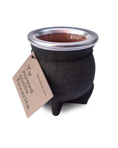 Mate de cer&aacute;mica negro forrado