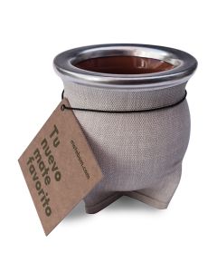 Mate de cer&aacute;mica blanco forrado