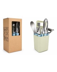 Set de 8 utensilio de cocina + soporte de pl&aacute;stico