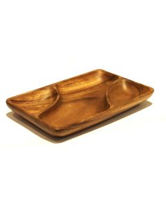 Copetinero de madera rectangular irregular con 3 divisiones