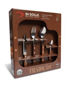 Juego de cubiertos Tradicion 24 pzas mango madera